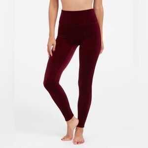 Spanx Velvet Leggings in Burgundy Red - Size XL
